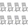 vidaXL Chaises pliables d'extérieur 8 pcs avec coussins Bois d'acacia
