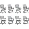 vidaXL Chaises pliables d'extérieur 8 pcs avec coussins Bois d'acacia