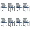 vidaXL Chaises de jardin avec coussins 8 pcs Bois d'acacia solide Gris