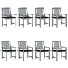 vidaXL Chaises de jardin avec coussins 8 pcs Bois d'acacia solide Gris