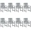 vidaXL Chaises de jardin avec coussins 8 pcs Bois d'acacia solide Gris