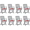vidaXL Chaises pliables d'extérieur 8 pcs avec coussins Bois d'acacia