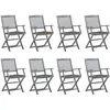 vidaXL Chaises pliables d'extérieur 8 pcs avec coussins Bois d'acacia