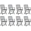 vidaXL Chaises pliables d'extérieur 8 pcs avec coussins Bois d'acacia