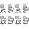 vidaXL Chaises pliables d'extérieur 8 pcs avec coussins Bois d'acacia