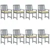 vidaXL Chaises de jardin avec coussins 8 pcs Bois d'acacia solide Gris