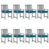vidaXL Chaises de jardin avec coussins 8 pcs Bois d'acacia solide Gris