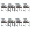 vidaXL Chaises de jardin avec coussins 8 pcs Bois d'acacia solide Gris
