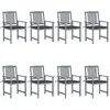 vidaXL Chaises de jardin avec coussins 8 pcs Bois d'acacia solide Gris