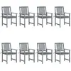 vidaXL Chaises de jardin avec coussins 8 pcs Bois d'acacia solide Gris