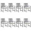vidaXL Chaises de jardin avec coussins 8 pcs Bois d'acacia solide Gris