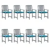 vidaXL Chaises de jardin avec coussins 8 pcs Bois d'acacia solide Gris