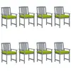 vidaXL Chaises de jardin avec coussins 8 pcs Bois d'acacia solide Gris