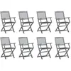 vidaXL Chaises pliables d'extérieur 8 pcs avec coussins Bois d'acacia