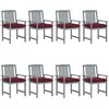 vidaXL Chaises de jardin avec coussins 8 pcs Bois d'acacia solide Gris