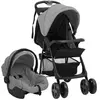 vidaXL Poussette pour bébé 3-en-1 Gris clair et noir Acier