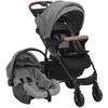 vidaXL Poussette pour bébé 3-en-1 Gris clair Acier