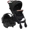 vidaXL Poussette pour bébé 3-en-1 Anthracite Acier