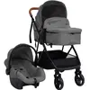 vidaXL Poussette pour bébé 3-en-1 Gris clair et noir Acier