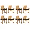 vidaXL Chaises de jardin avec coussins 8 pcs Bois d'acacia solide