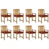 vidaXL Chaises de jardin avec coussins 8 pcs Bois d'acacia solide