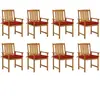 vidaXL Chaises de jardin avec coussins 8 pcs Bois d'acacia solide