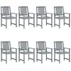 vidaXL Vidaxl Chaises De Jardin Lot De 8 Bois Massif D'acacia Gris