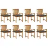 vidaXL Chaises de jardin avec coussins 8 pcs Bois d'acacia solide