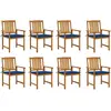 vidaXL Chaises de jardin avec coussins 8 pcs Bois d'acacia solide