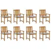 vidaXL Chaises de jardin avec coussins 8 pcs Bois d'acacia solide