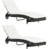vidaXL Chaises longues lot de 2 avec roues et coussins Résine tressée