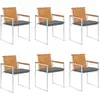 VIDAXL Chaises de jardin 6 pcs avec coussins Bois d'acacia solide