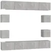 vidaXL Ensemble de 8 meubles TV en bois gris béton