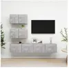 vidaXL Vidaxl Ensemble De Meubles Tv 4 Pcs Gris Béton Bois D'ingénierie