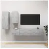 vidaXL Vidaxl Ensemble De Meubles Tv 4 Pcs Gris Béton Bois D'ingénierie