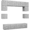 vidaXL Ensemble de meuble TV 8 pcs Gris béton Aggloméré