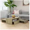 vidaXL Set tables basses gigognes Chêne 100x100x26,5 cm Aggloméré