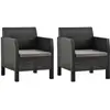 vidaXL Tuinstoelen 2 st met kussens PP rattan antracietkleurig3079666