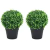 vidaXL Plantes de buis artificiel 2 pcs avec pots Boule Vert 32 cm