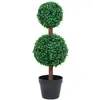 vidaXL Plante de buis artificiel avec pot Forme de boule Vert 60 cm