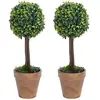vidaXL Plantes de buis artificiel 2 pcs avec pots Boule Vert 41 cm