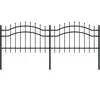 vidaXL vidaXL Clôture de jardin avec sommet de lance Noir 115 cm