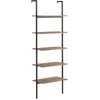 vidaXL Étagère inclinée à 5 niveaux Marron foncé et noir 64x35x185 cm