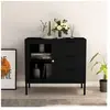 vidaXL Buffet Noir 75x35x70 cm Acier et verre trempé