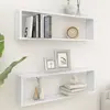 vidaXL Étagères cube murales 2 pcs blanc 100x15x30cm bois d'ingénierie