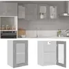 vidaXL Armoire en verre suspendue Gris béton Bois d'ingénierie 802509