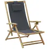 vidaXL Chaise de relaxation inclinable Gris foncé Bambou et tissu