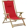 vidaXL Chaise de relaxation inclinable Rouge Bambou et tissu