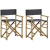 vidaXL Chaises pliables de directeur 2 pcs Gris foncé Bambou et tissu