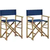 vidaXL Chaises pliables de directeur 2 pcs Bleu Bambou et tissu